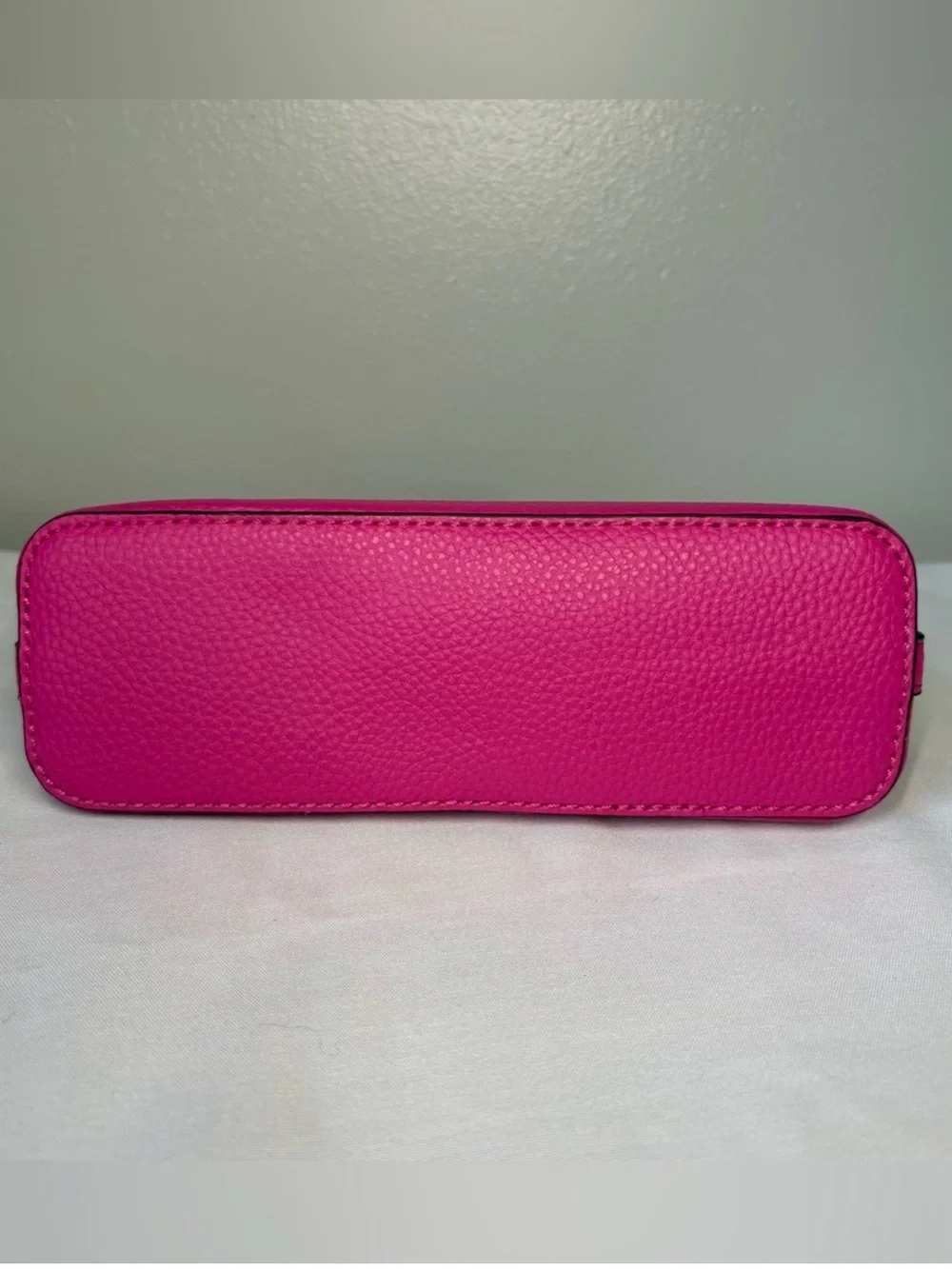 Anne Klein Hot Pink- Fuchsia Pebbled Faux Leather Crossbody with Gold Logo